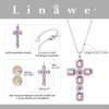 Linawe Cross Chain Cross Necklace Women's Simulated Diamond Birthstone Crystal