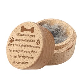 CREATCABIN Wood Mini Animal Urn Pet Hair Keepsake Box Pet Memorial Casket for Memorial Animal Retain Dogs Cats Hair Teeth Nails Ashes Fauna Funeral or Remembrance Home Decor 1.96x1.57 Inch Brown Bone