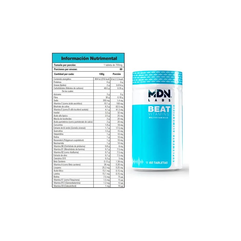 Suplemento Multivitaminico Beat 60 Tabletas Mdn Vitaminas