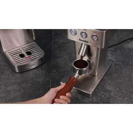 Teyearlife 51mm 3ears Bottomless Portafilter Compatible with CASABREWS CM5418,CM5418,3700Essential and 5418Pro,Stainless Steel and solid wood