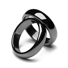 LYTUTUBB Hematite Rings for Women Man Unisex Anxiety Balance Root Chakra, Black Hematite Rings Absorbs Negative Energy 2PCS (6)