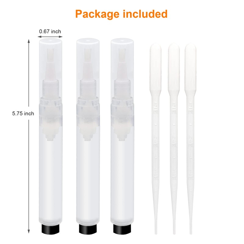URGINO 3-Pack 6ml Real Refillable Cuticle Oil Pens, Nail Oil