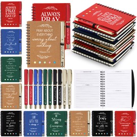 Spakon 20 Set Christmas Christian Gifts Bulk Church Sticky Note Spiral Notebook Bible Verse Ballpoint Pen Prayer Journal Religious Scripture Notepad Sunday School Teacher Pastor Party Favor