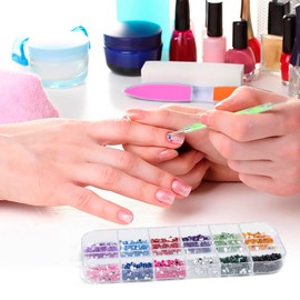 Kiperline 10,000 Pieces Rhinestone Nail Kit, 15 Pieces Nail Brush Nail Art Brushes, 5 Pieces Dotting Pens Dotting Tool Nail Art, 5 Pieces Nail Art Stickers, 4 Boxes of Coloured Rhinestones