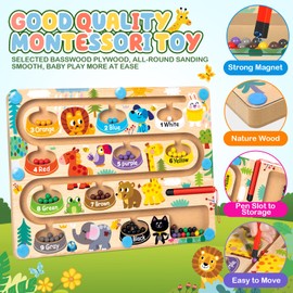 Montessori Spielzeug Magnetspiel Labyrinth ab 3 Jahre Magnet Spielzeug Kinder Holzspielzeug Farben & Zahlen Lernspiele Geschenk Spielzeug für 3 4 5 6 7 8+Jahre Mädchen Junge Geburtstag Weihnachten
