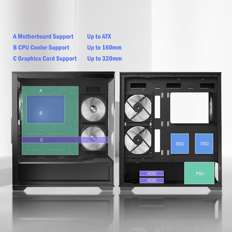 Raidmax i801 Tempered Glass Aqua View Case - Corner Structure-Free