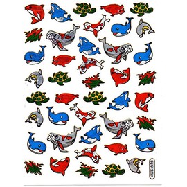 Fish Cute Animals Colorful sticker sticker decal Metallic Glitter 1 sheet Dimensions: 13.5 cm x 10 cm