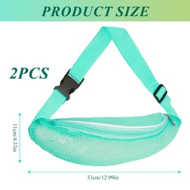 2PCS Mesh Beach Bag,Shell Bags for Beach, Fanny Pack Shell Bags for picking up shells for adults with Adjustable Straps for Collecting Seashells Rocks for Boys Girls - Beach Vacation Essentials