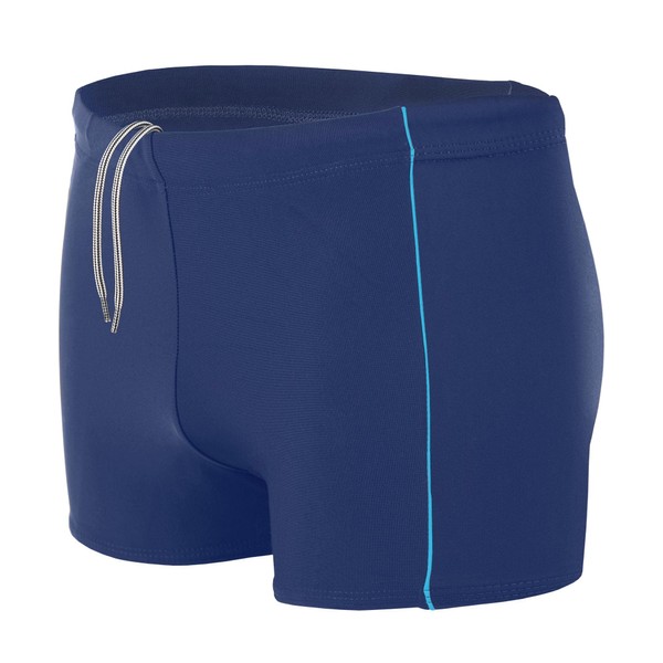 Aquarti Men's Swimming Trunks Short with Contrast Piping, Dark Blue