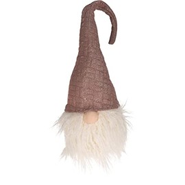 MIJOMA Christmas Decoration Decorative Gnome with Lighted Face with Fabric Hat and Plush Beard (57 cm, Dusky Pink)