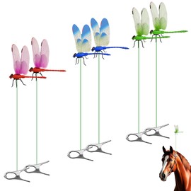 3 Pcs Dragonfly Clip Bug Repellent, 3D Fake Dragonfly Garden Decor, Dragonfly Hat Clip,Deer and Horse Fly Deterrent,Dragonfly Humming Bird Stakes,Garden Bird and Fly Scare Devices for Indoor Outdoor