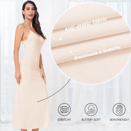 Subuteay Full Slip for Women Under Dresses Spaghetti Straps Long Slips Dress Nude XX-Large