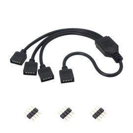 12V 4 PIN RGB Splitter Cable LED Strip Connector, RGB 4 Pin Splitter 1 to 3 Cable 5050 LED Tape Light Connector,Extension Cable for Computer Fan Motherboard(5-12v)(1 to 3)