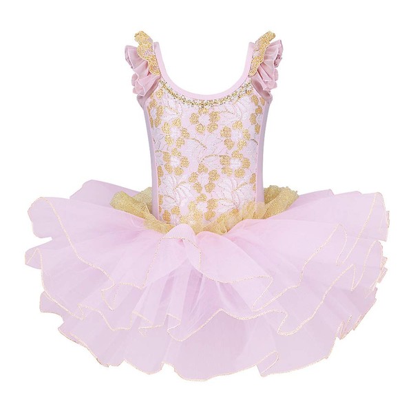 Girls Skirted Leotards Ballet Dance Tutu Princess Dress Ballerina Costumes B204_Pink_L