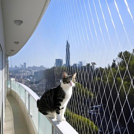 Schleuder Cat Net for Balcony, Bird Nets Bird Protection Net 5 x 5 m, Pigeon Net Balcony, Nylon Multifilament Yarn, Strong Load Capacity, Pond Net Transparent