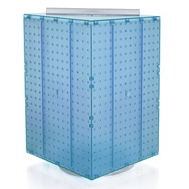 Azar Displays 701414-BLU Rotating Display Stand - 4-Sided Display Racks - Peg Display Carousel (14” W x 14” D x 20” H) - Easy Assemble Revolving Display for Retail - Pegboard Organizer, Blue