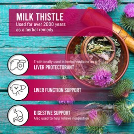 EBYSU Milk Thistle Capsules – Liver Support & Protectant – 4:1 Milk Thistle Extract Supplement with Silymarin – 200 Capsules