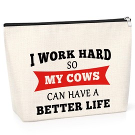 Cow Owner Gifts Cow Makeup Bag Cow Themed Moo Gift for Friend Female Sister Girls Birthday Christmas Graduation Presents for Women Best Friend Farmer Animal Rescue Gift for Her Travel Cosmetic Pouch