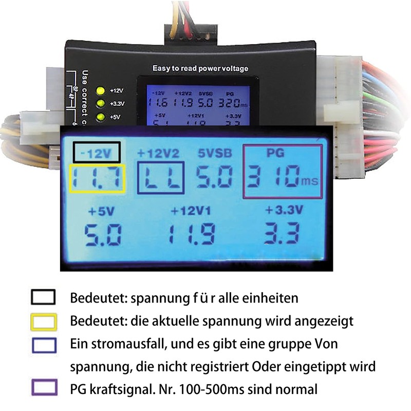20/24 4/6/8 Pin 4,6 cm LCD Computer PC Power Supply