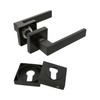 Amig - Door Handle Set | Model CADIZ | 52 x 124 mm | with Bocallave | Elegant and Simple Design | Ergonomic Handle | Zamak Black Matt