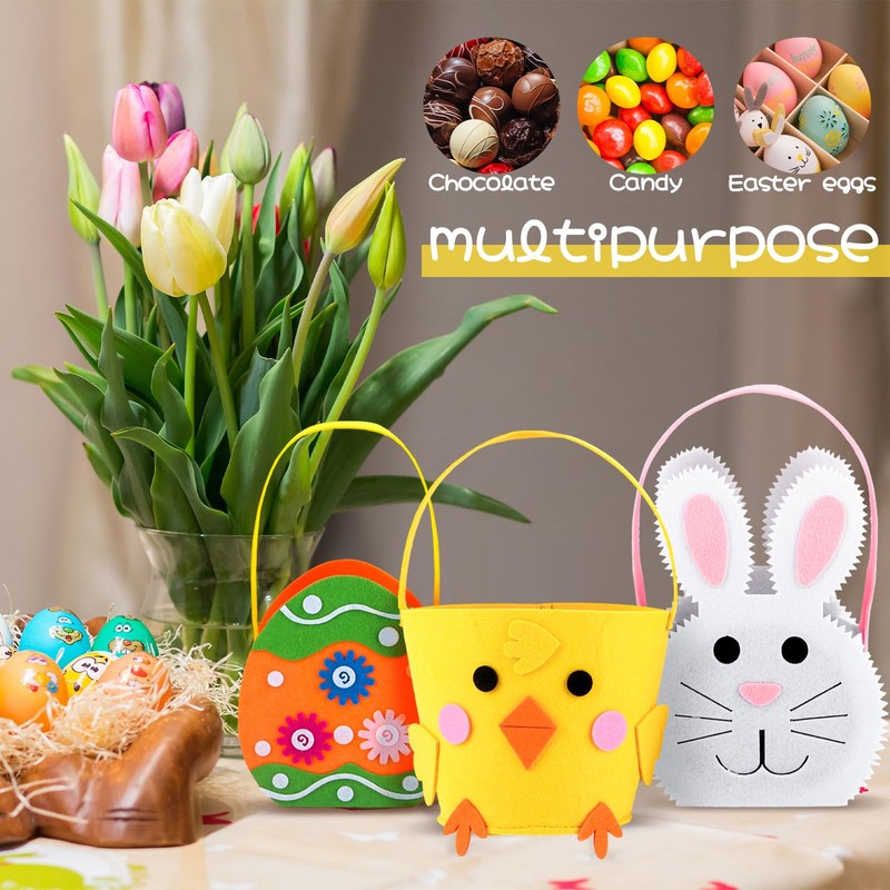 Yanghad Felt Easter Basket, Pack of 3 Easter Baskets with