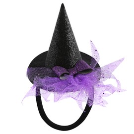 Baby Girls Mini Witch Hat Headband Infant Toddler Glitter Bow Tulle Party Hair Accessories Purple