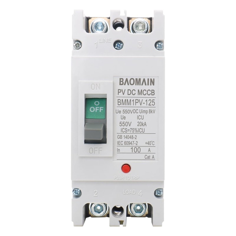Baomain 100A DC Circuit Breaker 2 Pole 550V, Moulded Case