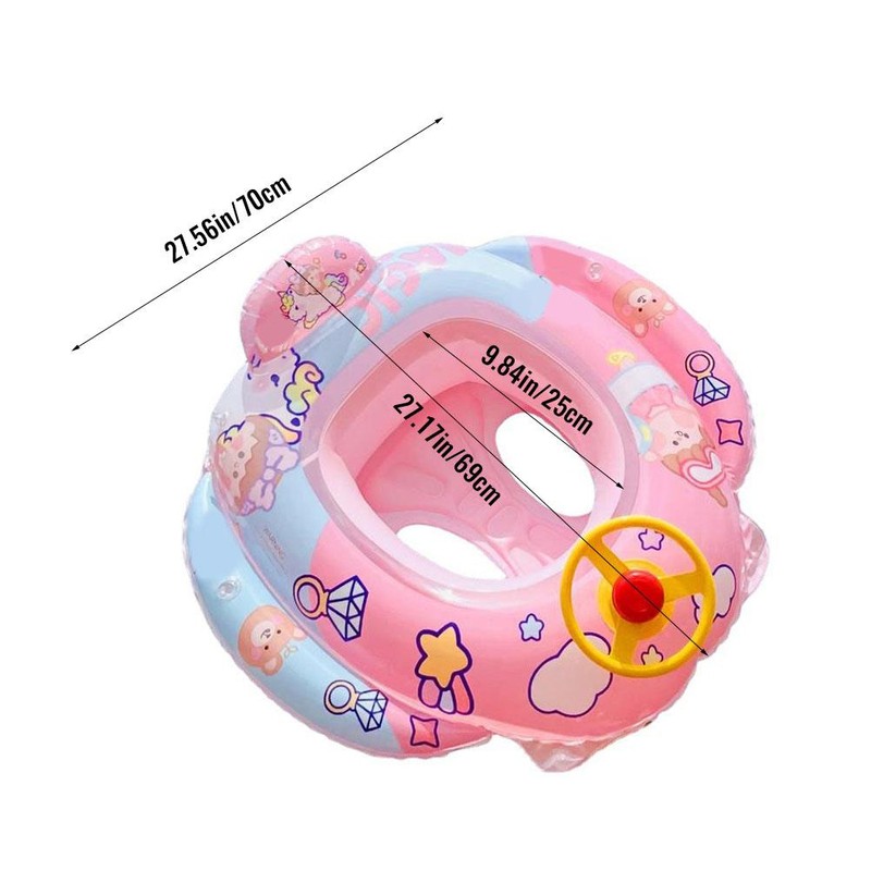 Baby Pool Float with Safety Seat Steering Wheel Cartoon Inflatable
