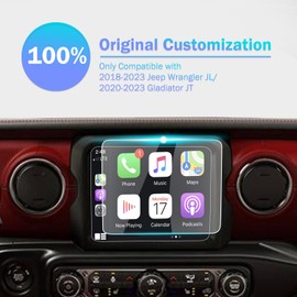 PZSWUXIE for 2018-2023 Jeep Wrangler JL/ 2020-2023 Gladiator JT 8.4 Inch Tempered Glass Screen Protector 9H Hardness Anti-Fingerprint Anti-Scratch Anti-Glare Accessories Touchscreen (Not For 7 Inch)