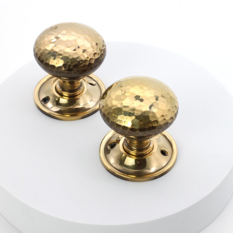 Infinity Decor Pair of Aged Brass Hammered Mushroom Mortice Rim
