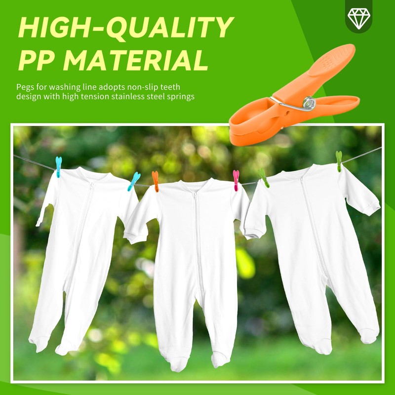 48Pcs Clothes Pegs, Colorful Plastic Clothes Clips Non Slip Laundry