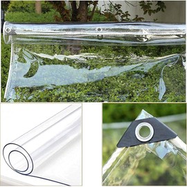 GQZGGXX Clear Vinyl Tarp - 0.35mm Clear PVC Tarp, with Grommets and Tying Rope - Duty Heavy Tear Resistant Cover for Camping, Plants Greenhouse, Cars, Patio and Pavilion (4' x 6')
