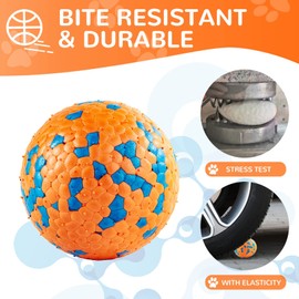 SUNNEKO Indestructible Dog Balls, Tennis Balls for Dog Aggressive Chewers, Safer for Mouths, for Large Medium Small Puppy, Training Catch&Fetch, Water Floats Toys, Orange