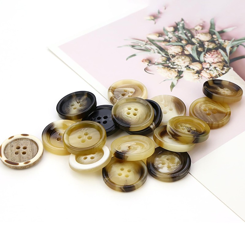 5 PCS 4 Holes Round Pattern Resin Buttons Flatback Sewing