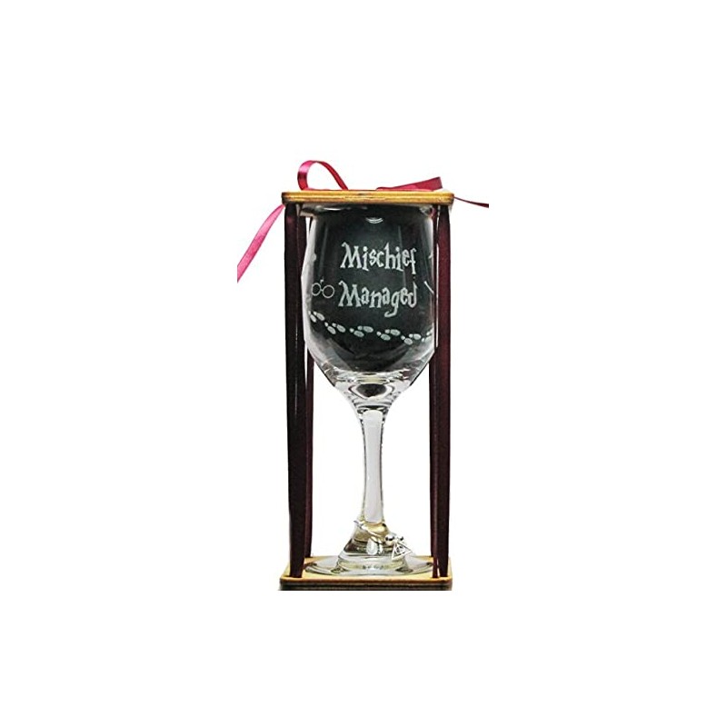 Orange Kat Mischief Managed Stemmed Wine Glass with Charm and