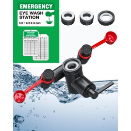 TidyFriend Eye Wash Kit-Eye Wash Units, Faucet Mounted Emergency Eye Wash Station Sink Attachment - Continuous Flow Eyewash Station with Common Sink Adapters, Inspection Tags & Wall Sign (Black)