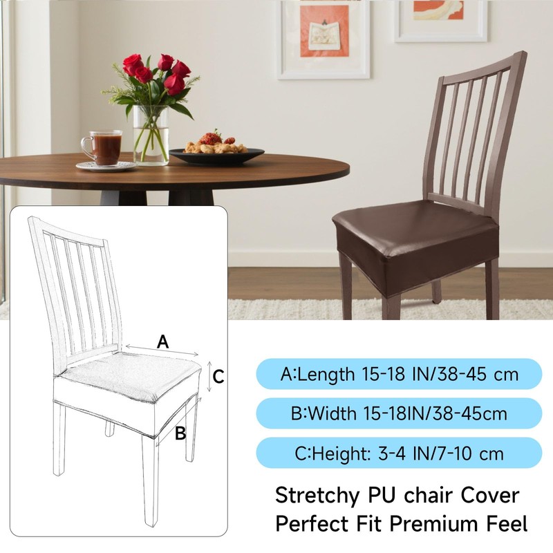 KIDOACOW Soft Leather Chair Seat Covers Dining Chairs Set of