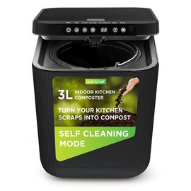 NutriChef Food Waste Bin - 3 Quart Compost Bin for Countertop, Automatic Electric Composter, Compact Indoor Kitchen Composter with Odorless Filter, Dishwasher-Safe Parts, 11" (Grey)