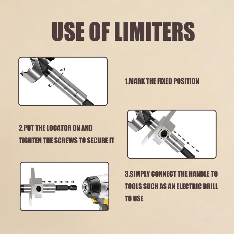 CATITO 8-piece Forstner Drill Bit Set for Woodworking - HEX