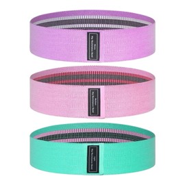 Resistance Bands Set of 3, Premium Exercise Bands with Non-Slip Design, 3 Resistance Levels for Hips, Glutes, Home Training, Fitness, Yoga (Yellow/Pink/Sky Blue)
