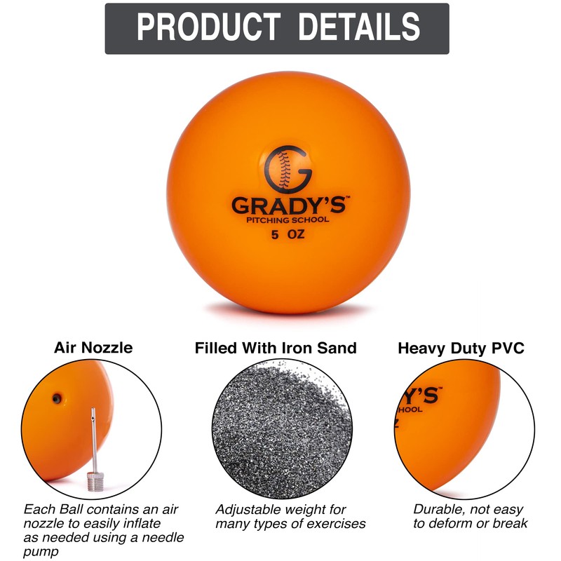 Grady's Pitching School Soft Shell Weighted Ball Set 32, 21,
