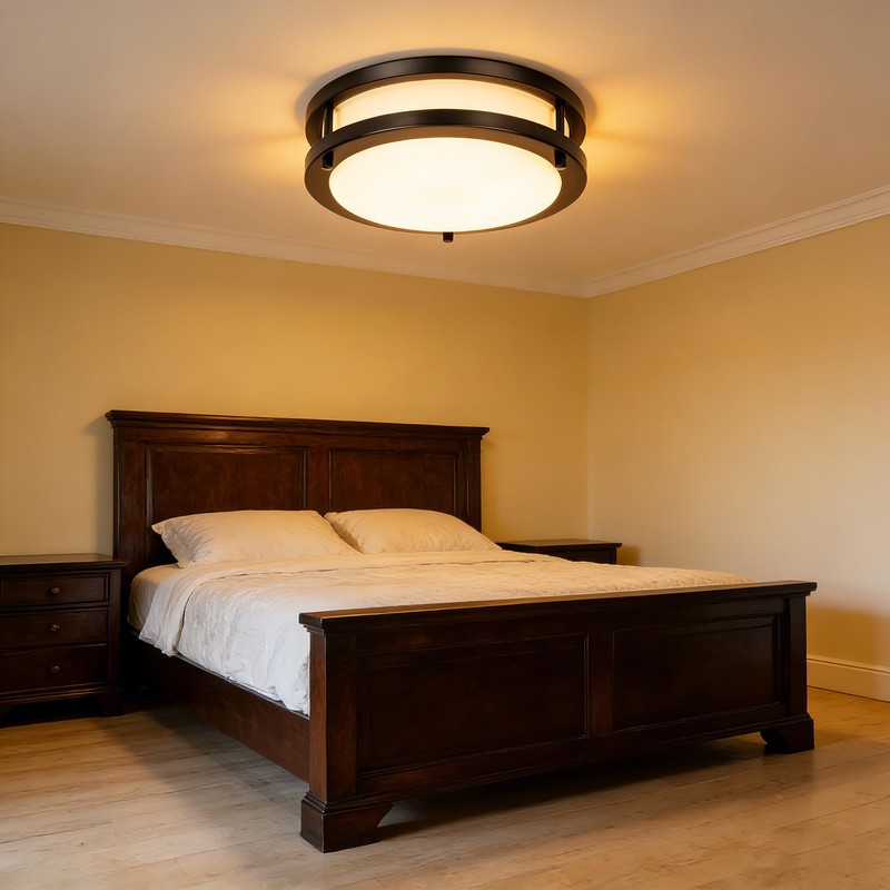 Drosbey 48W Dimmable LED Ceiling Light Fixture, 13.2in Flush Mount