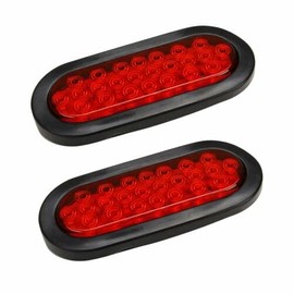 bchsadvb 2pcs 6inch Oval 24LED Truck Trailer Stop Turn Tail Brake Lights 24 LED Red with Grommet Universal For 12V Vehicles Trucks