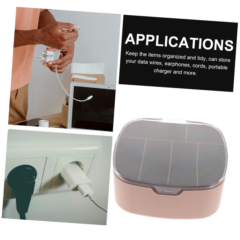 TEHAUX Cable Organizer Box with Compartments Dustproof Wire Holder for