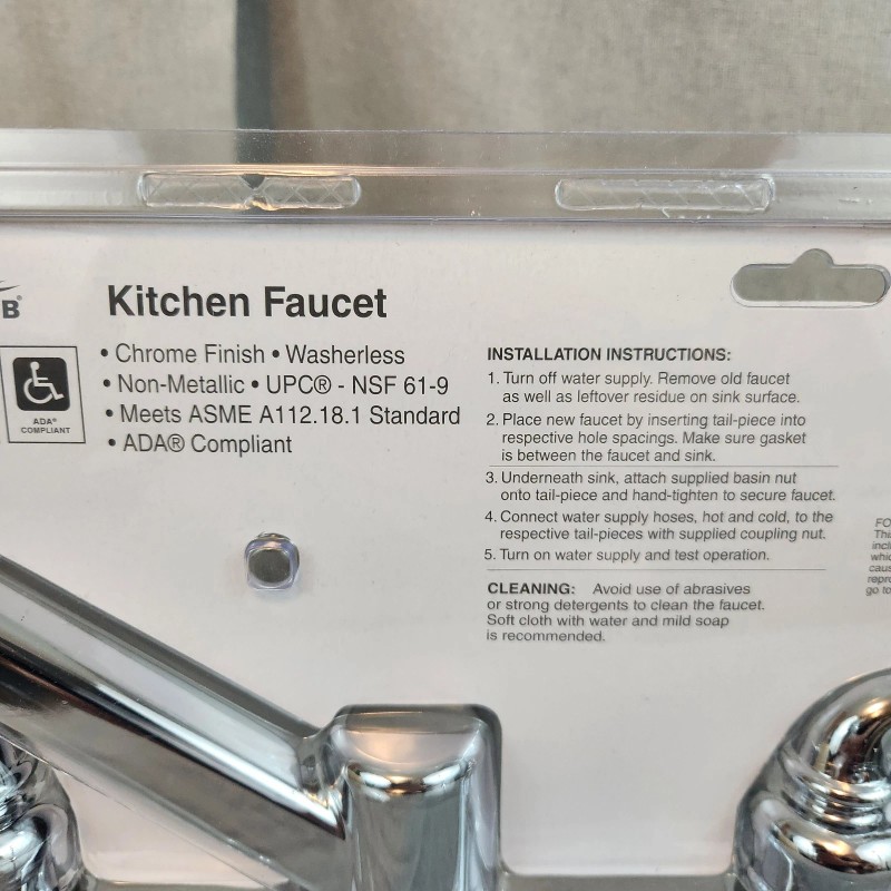 Aqua Plumb Chrome Finish Non Metallic Kitchen Faucet Dual Handle