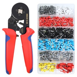 Yangoutool Ferrule Crimping Tool Kit with 1200pcs Wire Terminals AWG23-7, Self-Adjustable Ratchet Crimper Plier Set for 0.25-10mm² Wire Connectors