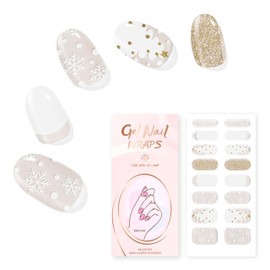 YiMistnnts Semi Cured Gel Nail Strips Kit UV Gel Nail Wraps Exquisite Gel Nail Polish Strips Salon-Quality Gel Stickers for Nails (Cream Christmas Tree)