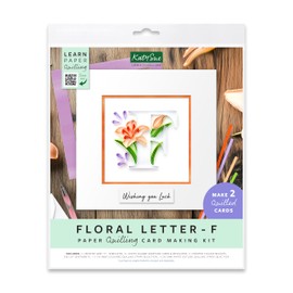 Katy Sue Floral Letter Paper Quilling Card Making Kit - Letter F. Kit Contains Quilling Templates, Coloured Strips, Mounts, Card Making Sentiments & Envelopes. Makes The Initial F