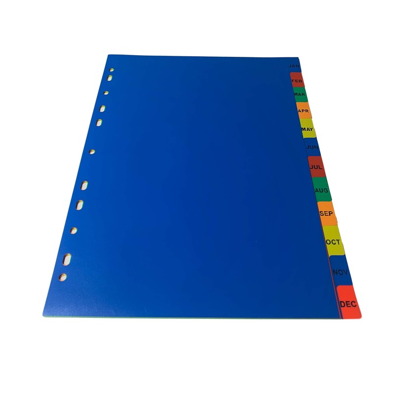 A4 Jan - Dec Month Polypropylene Dividers with Index Cover