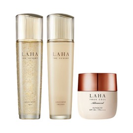 Izanox Laha The Luxury Gold Skin 150ml + Emulsion 150ml + Sunquid 50ml / 이자녹스 라하 더 럭셔리 골드 스킨 150ml + 에멀전 150ml + 선퀴드 50ml